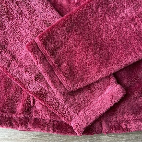 L.L.Bean Vintage Fuzzy Fleece Teddy Jacket  in Burgundy - Picture 4 of 14